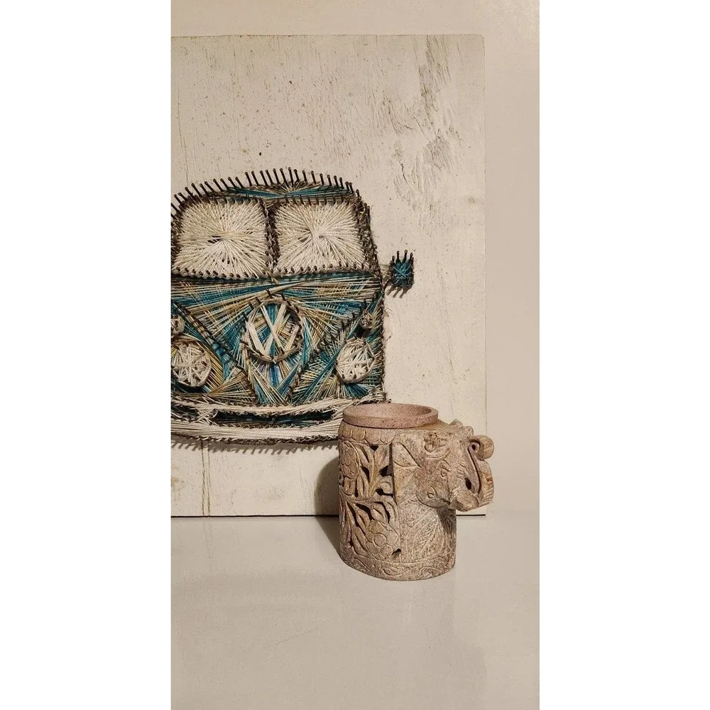 Elephant wax melt candle holder oil burner solid stone bohemian boho carved - Picture 4 of 12
